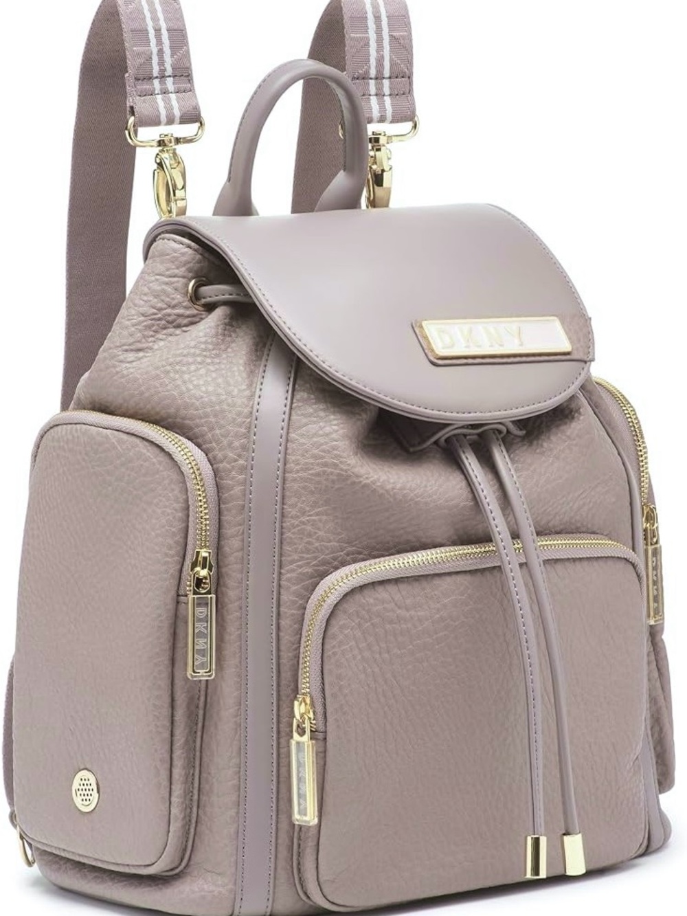 DKNY Lavender Leather Backpack with Gold Hardware